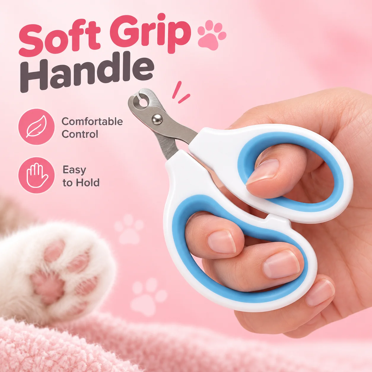 Cat Nail Clipper Stainless Steel, Round Hole Blind Cut Trimmer, Pet Nail Grooming Tool for Cats Dogs