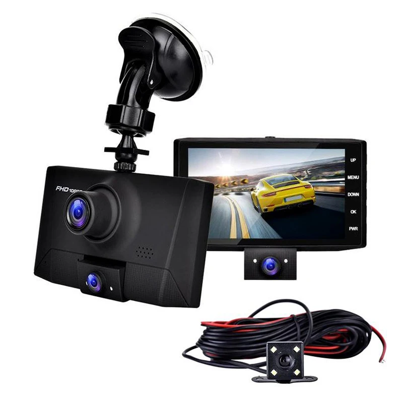 4 Inch Car DVR Video Recorder Dash Camera Rear View 1080P HD Loop Recording G-Sensor Night Vision 170 Degree Wide Angle