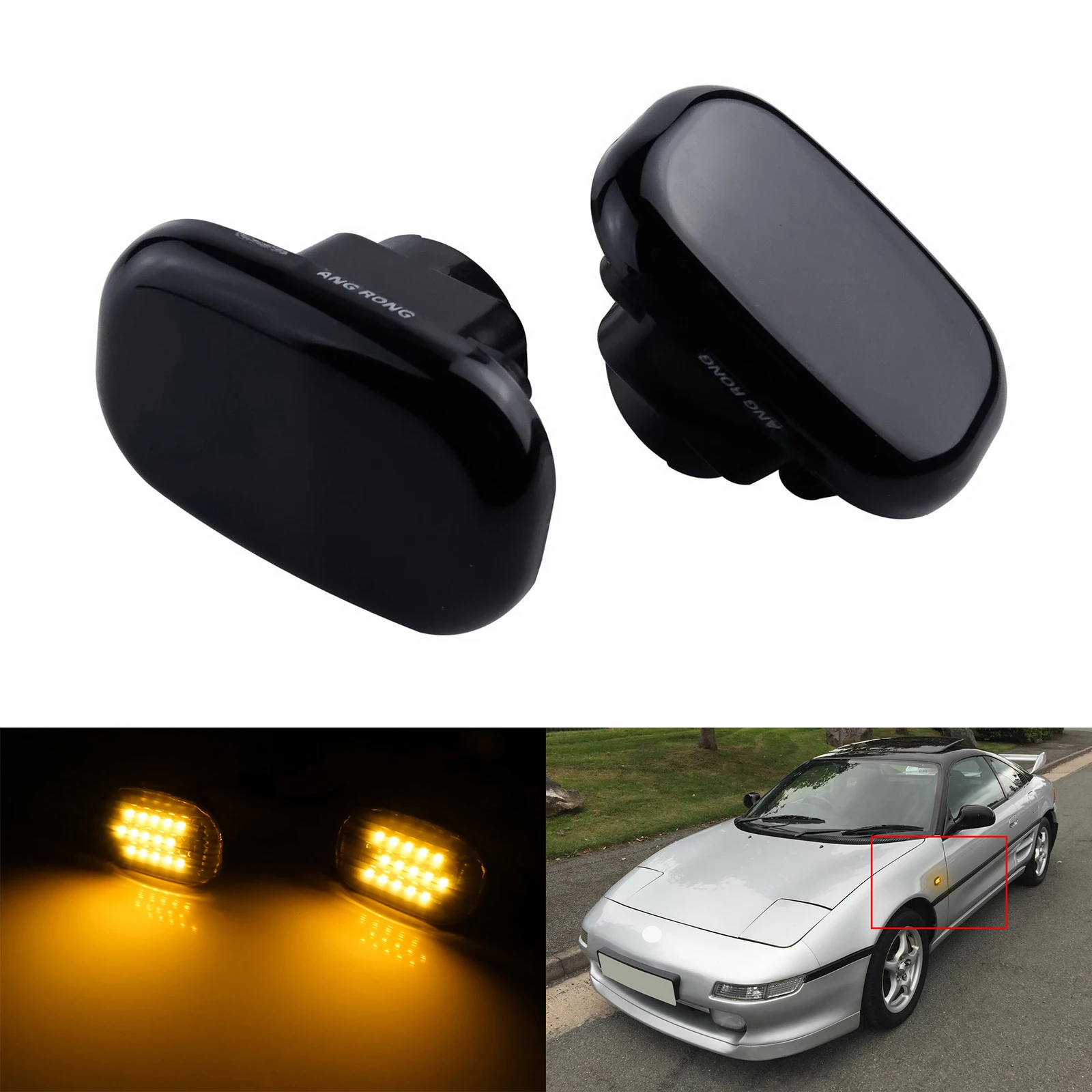 Black Lens Front Indicator Side Marker LED Lights For Toyota Celica Supra MR2 MR-S