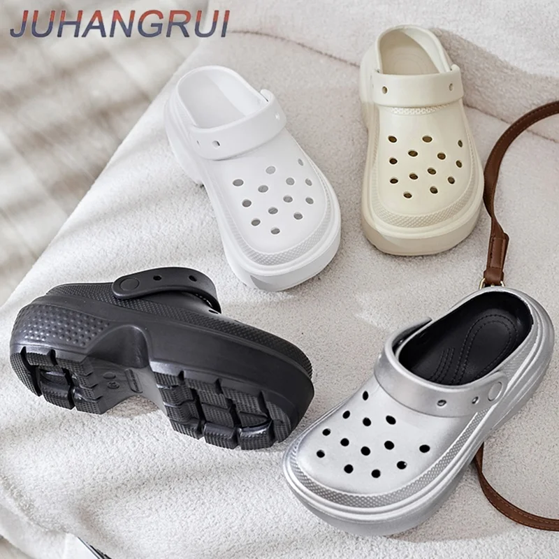 العصرية المرأة النعال غطاء رأس ثقب الأحذية سميكة القاع زيادة لينة إيفا مصبوب الصنادل الرجال حذاء كاجوال ثقب الحذاء
