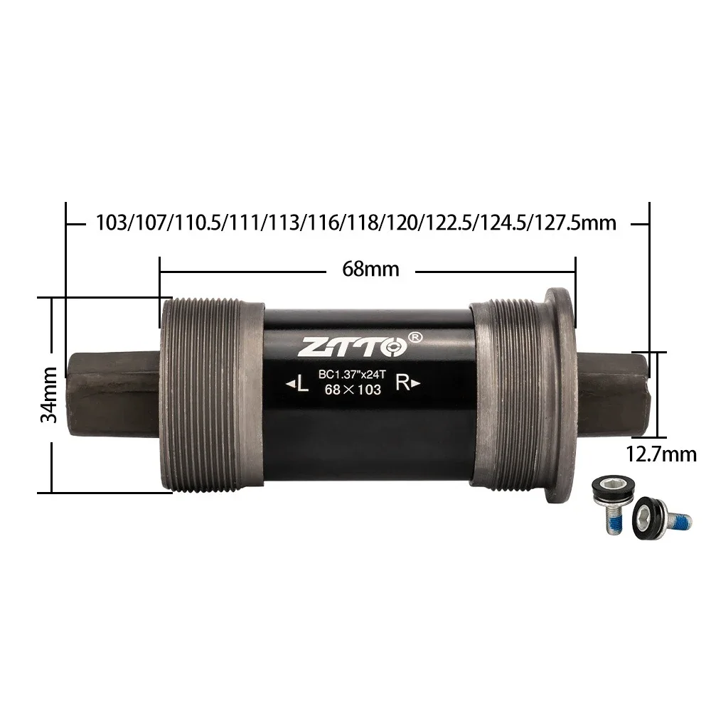 ZTTO Square Taper Bike Bottom Bracket, 68mm, Sealed Bearings, Steel, Waterproof Screws, Compatible with MTB/Road/Folding Bikes