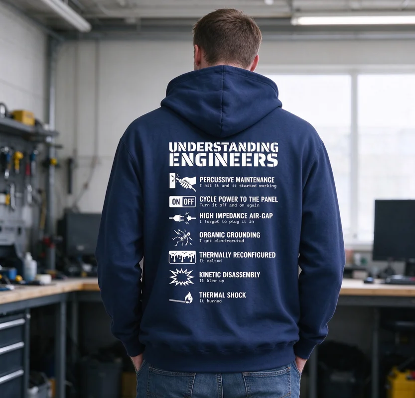 Understanding Engineers Hoodie Funny Engineering Sweatshirt Percussive Maintenance Top Cycle Power Panel Tech Humor Graphic Gift