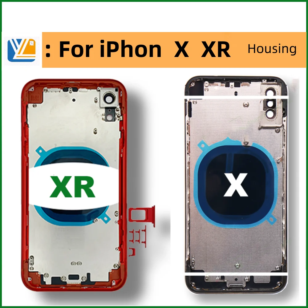 Housing For iPhone XS Xsmax Back Cover + Mid Chassis Frame + SIM Tray+Side Key XS MAX Replaced X XR Battery Back Middle Frame