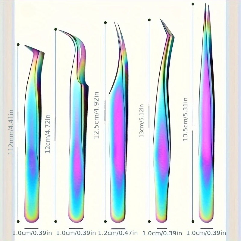 High Precision Eyelash Tweezers Set Stainless Steel Colored Lash Tweezer for Flawless Application & Brow Grooming Christmas Gift