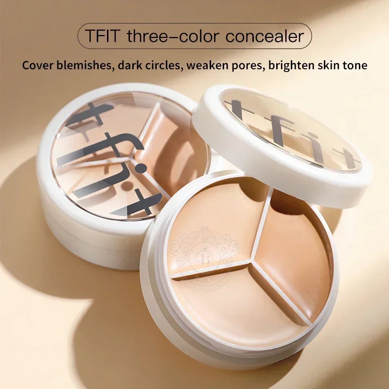 Cosméticos de Corea TFIT paleta correctora de 3 colores maquillaje profesional crema para ocultar contorno de ojos Corrector de ojeras 3g