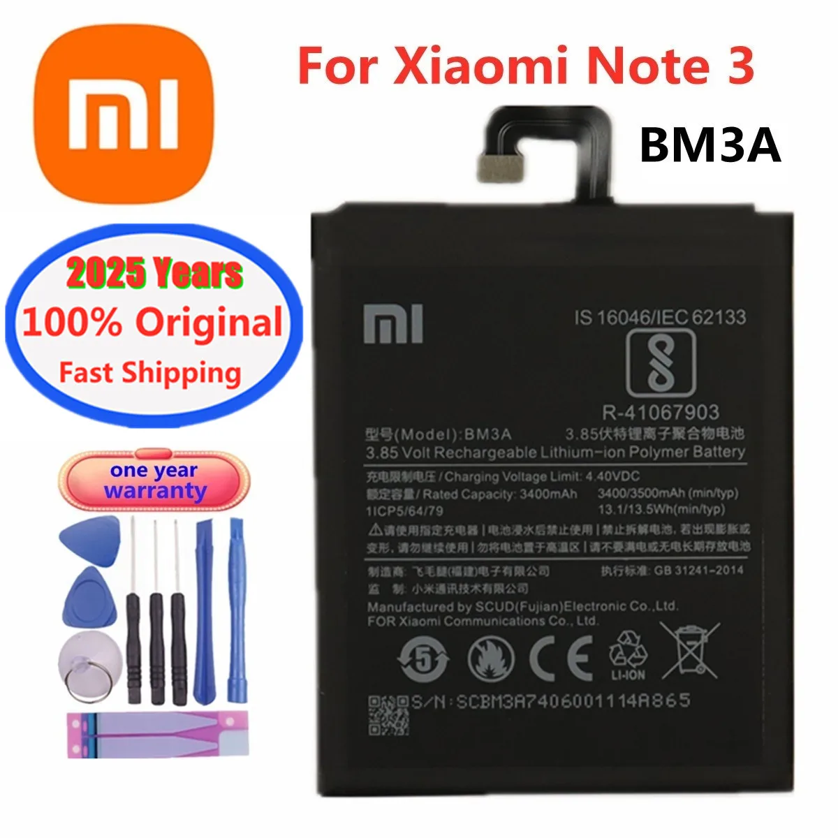 2025 Years BM3A Xiao mi Original Phone Battery 3400mAh For Xiaomi Mi Note 3 Note3 High Quality Replacement Battery Batteries