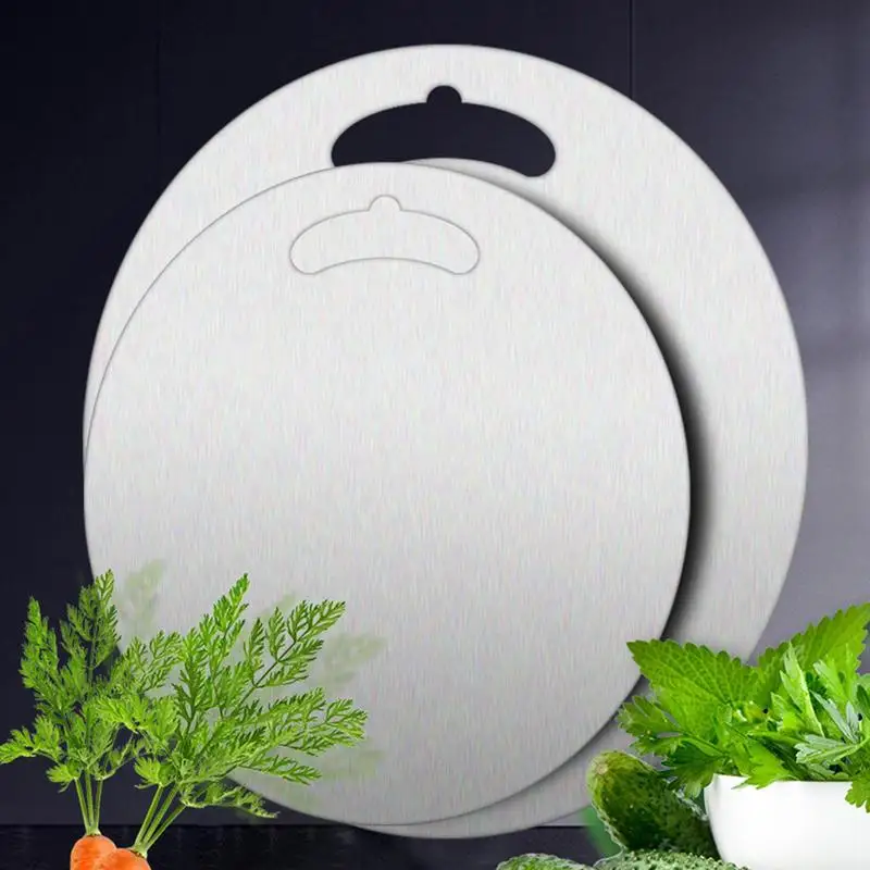 Meat Cutting Board Stainless Steel Steak Thawing Plate Round Metal Dough Rolling Double-Sided Rolling Board Baking Helper