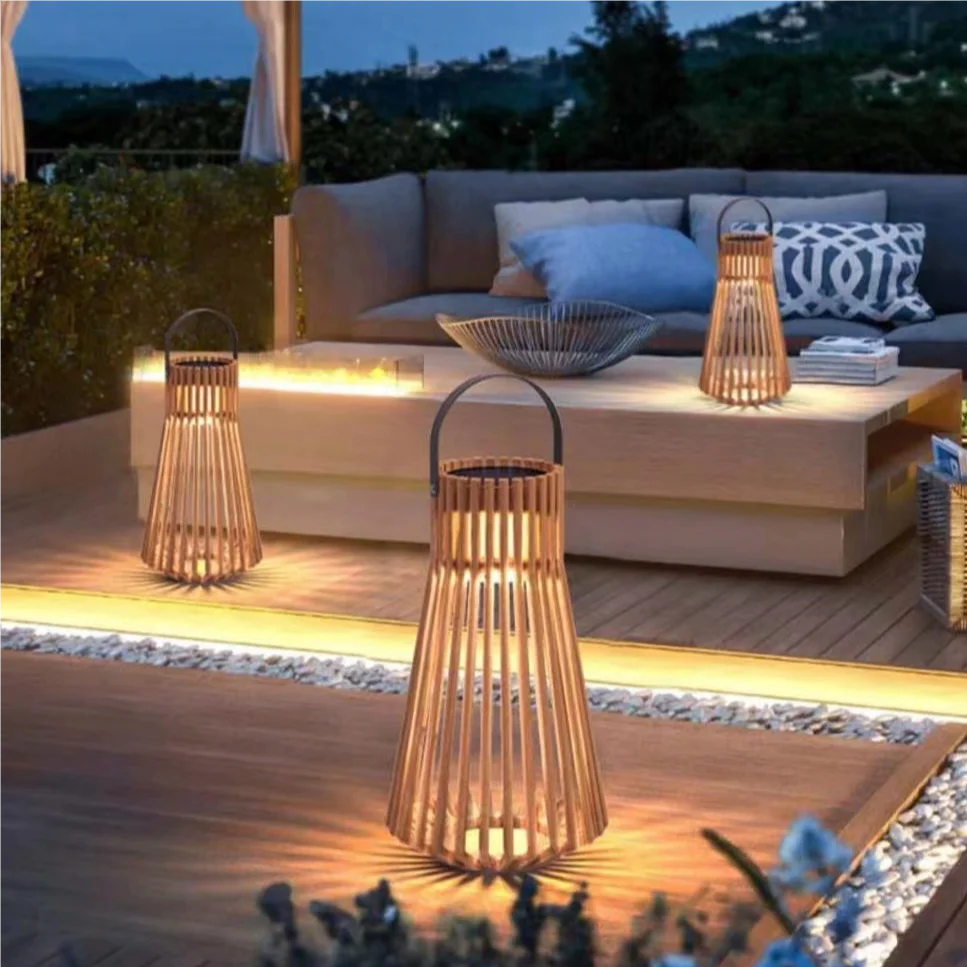 Solar outdoor garden villa lawn waterproof teak weaving