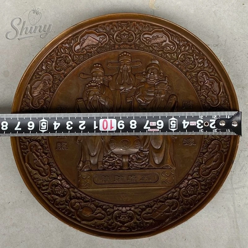 Pure Copper Five-Way Wealth God Tray Decorative Piece Lucky Wealth-Attracting Feng Shui Home Decor