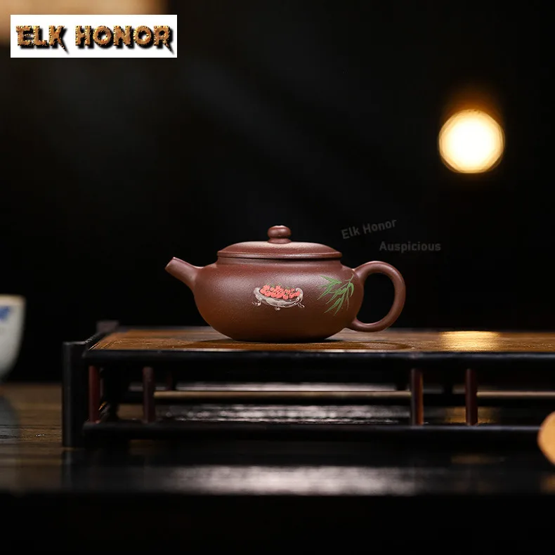 

140ml Creative Yixing Purple Clay Teapots Handmade Small Capacity Flat Rhyme Pot Raw Ore Mud Kettle Chinese Zisha Tea Set Cha