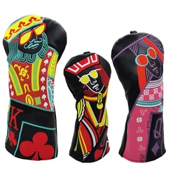 king and monarchess Golf Woods Headcovers Covers For Driver Fairway Hybrid 135H Clubs Set Heads PU Leather Unisex