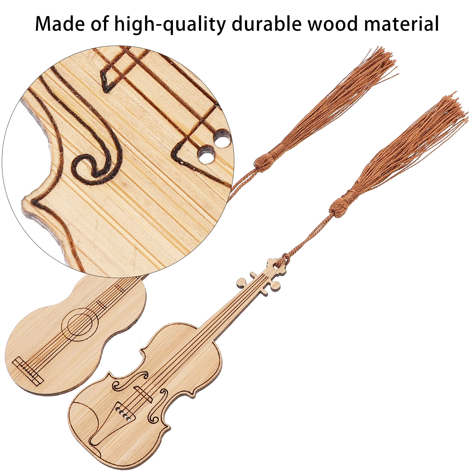 

4 Pcs Instrument Bookmark for Student Students School Instruments Bamboo Reading Personality Guitar Pendant Gifts