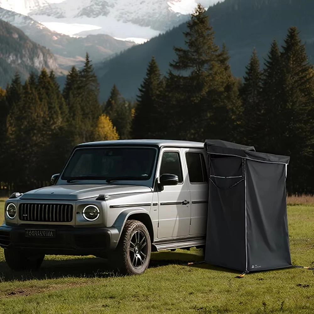 Fast Setup Car Side Ensuite Shower Tent With LED Light Bar Waterproof Overlanding Privacy Room Changing Room For SUV Truck