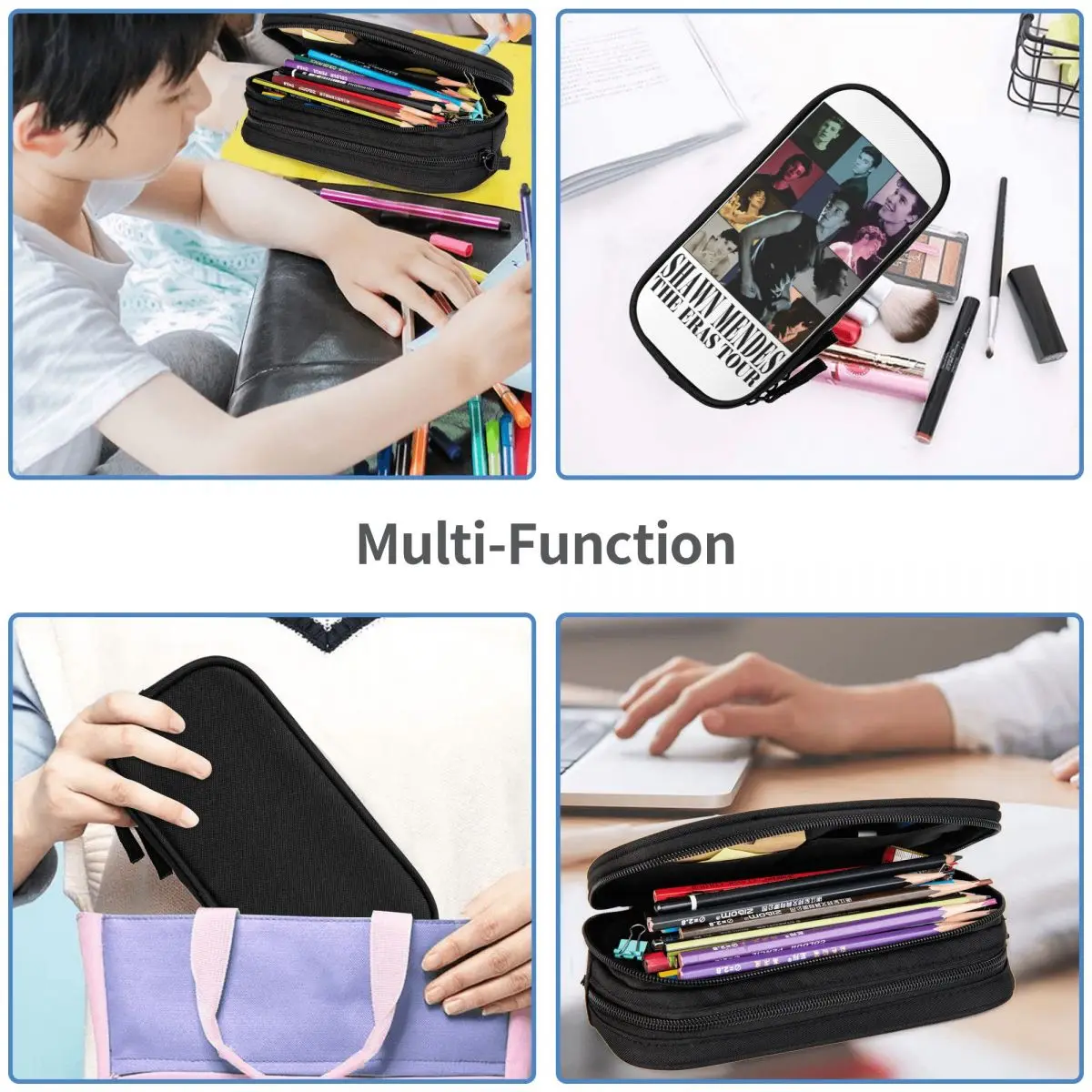 Large-capacity Pencil Pouch Shawn Mendes The Eras Tour Merch Double Layer Pen Case Girl Make Up Bag Suprise Gift