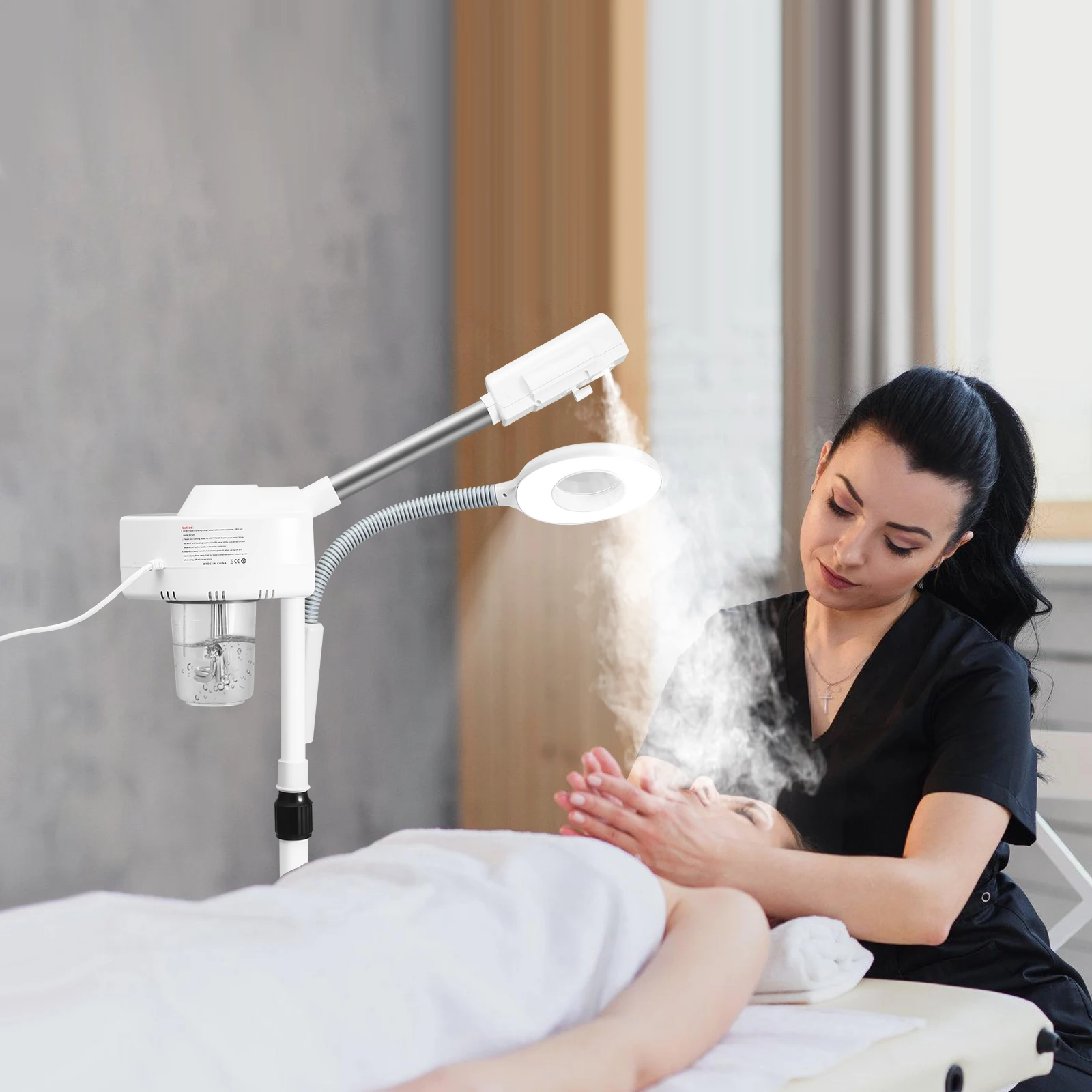 Image of Professioneller 2-in-1 Gesichtsdampfer Gesichtssauna 2-in-1 Gesichtsgerät mit 5-facher Vergrößerung für Tiefenreinigung Spa Hautpflege