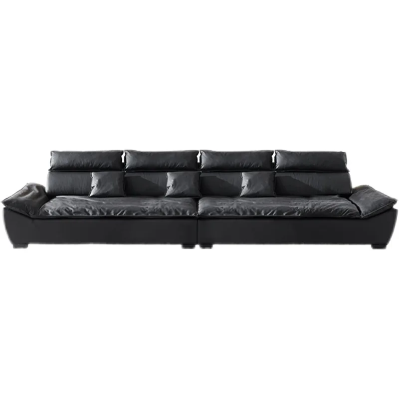 

Sailing sofa, small apartment in the living room, super wide and deep silicone leather straight row sofa