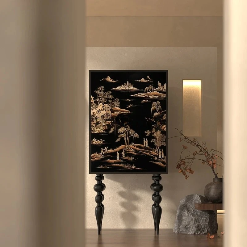 

Chinese style French retro solid wood vertical cabinet storage integrated tall cabinet