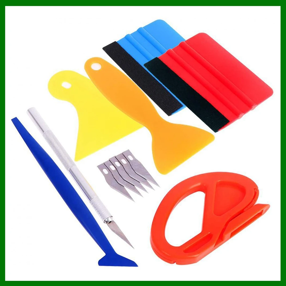 12ps/set Car Film Wrap Tool Kit Squeegee Smoothing Set Vinyl Scraper Cutter For Vehicle Window Tint Wrapping Tools Vinyl Spatula