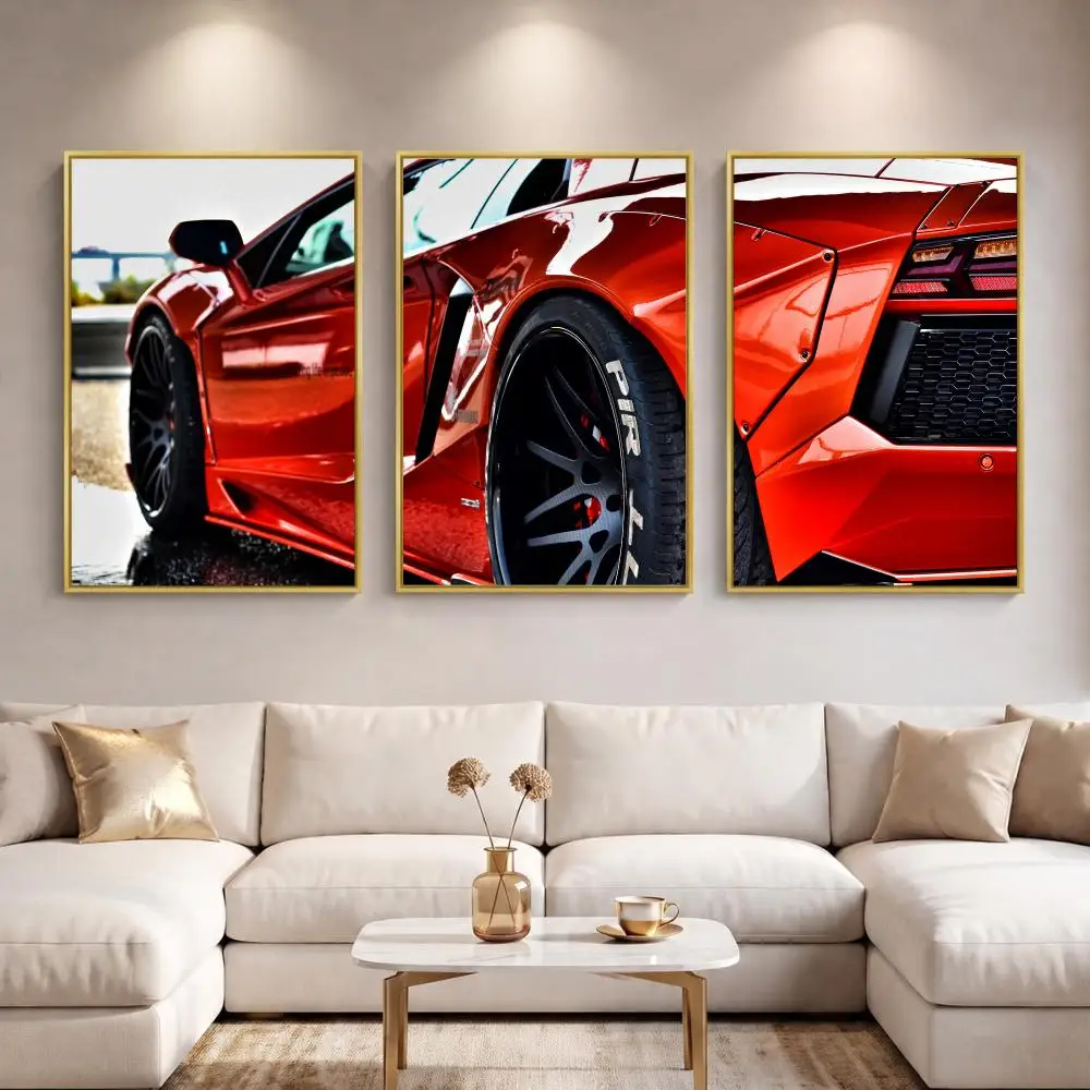 Supercar Studio Spotlight Painting Calligraphy 3 PCS Canvas Wall Art Prints for Living Room Decor Modern Fashion Wall Decals