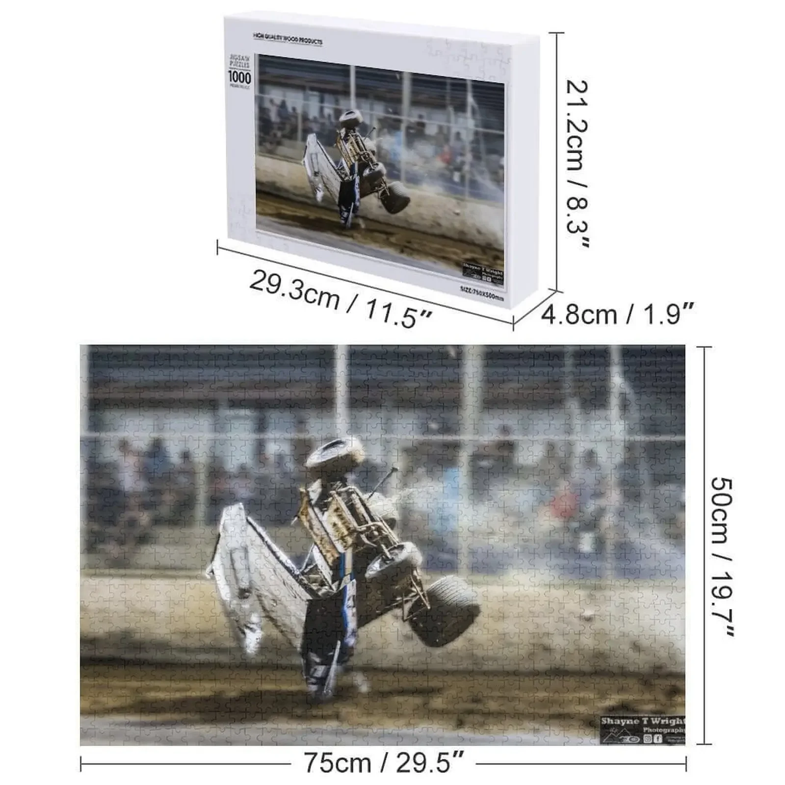 Sprintcar crash at over 100mph Jigsaw Puzzle Wood Name Photo Personalized Gifts Christmas Toys Puzzle