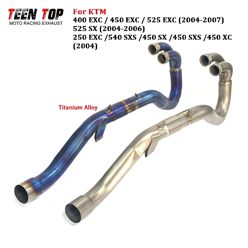 

Titanium Alloy DirtBike Exhaust Pipe For KTM 525 450 400 250 EXC Exhaust Header 04-07 525 SX Front Pipe 04-06 50mm Escape Moto