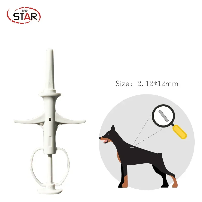 20pc 2*12mm 134,2khz Pet Chip Tier Mikrochips Spritze FDX-B Icar Schwein Fisch hund Rfid Injektor mit Em4305