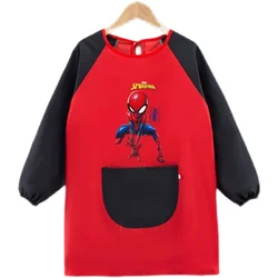 Marvel Spiderman personality Coat Apron Boys Painting Clothes Children's Waterproof Anti-Dirty Dining Clothes Long Sleeve Bib