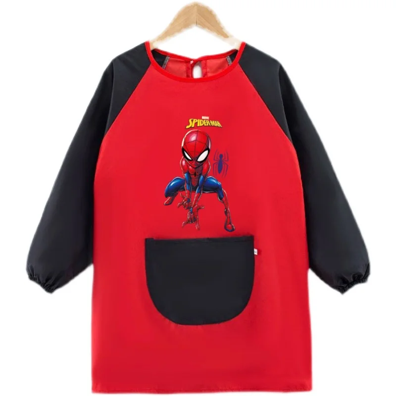 Marvel Spiderman personality Coat Apron Boys Painting Clothes Children's Waterproof Anti-Dirty Dining Clothes Long Sleeve Bib