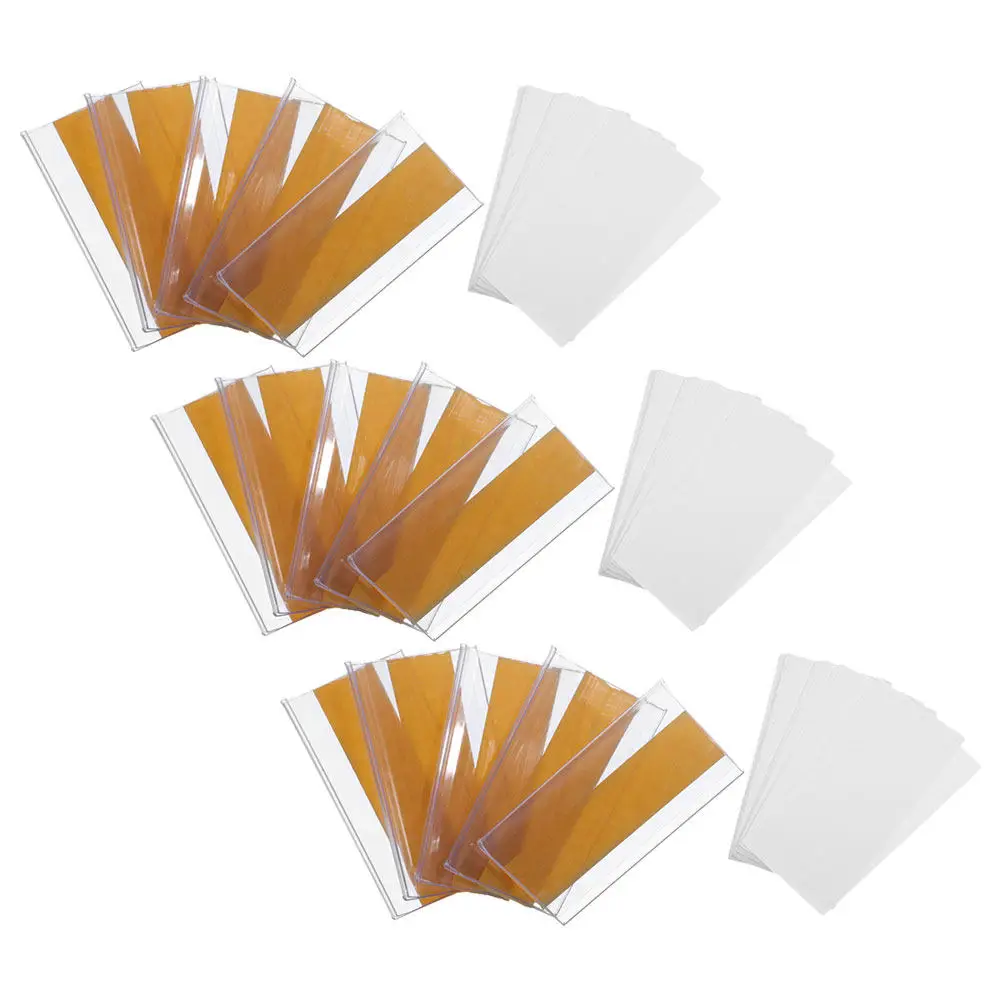 1Set Label Holders PVC Self Adhesive Transparent Shelf Label Holders for Organizing Office Storage Bins Drawers Library view 3