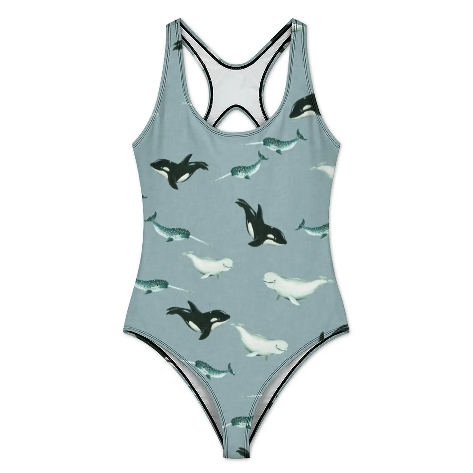 Arctic Animal Print Swimsuit Whales And Bear Swimwear One Piece Holiday Bodysuit Bathing Suit Women Push Up Sexy Beach Outfits