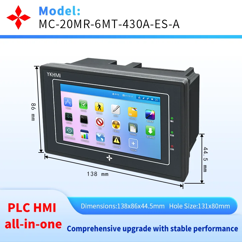 4.3 Inch HMI PLC All In One Touch Screen, Fully Compatible With Delta EC2-20MR/MT, 12 Input 8 Output