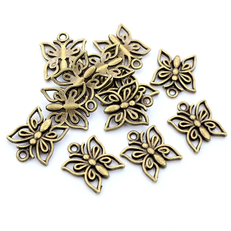 14x12mm 30pcs Antique Bronze and Antique Silver Plated Butterfly Handmade Charms Pendant:DIY for bracelet necklace