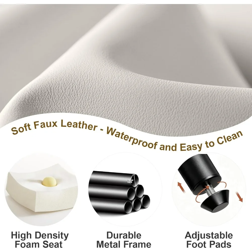 ชุดเก้าอี้รับประทานอาหารสมัยใหม่ 2 ตัว เก้าอี้ครัวหุ้มหนังเทียมพร้อมพนักพิงโค้งและขาโลหะ เก้าอี้สไตล์กลางศตวรรษ