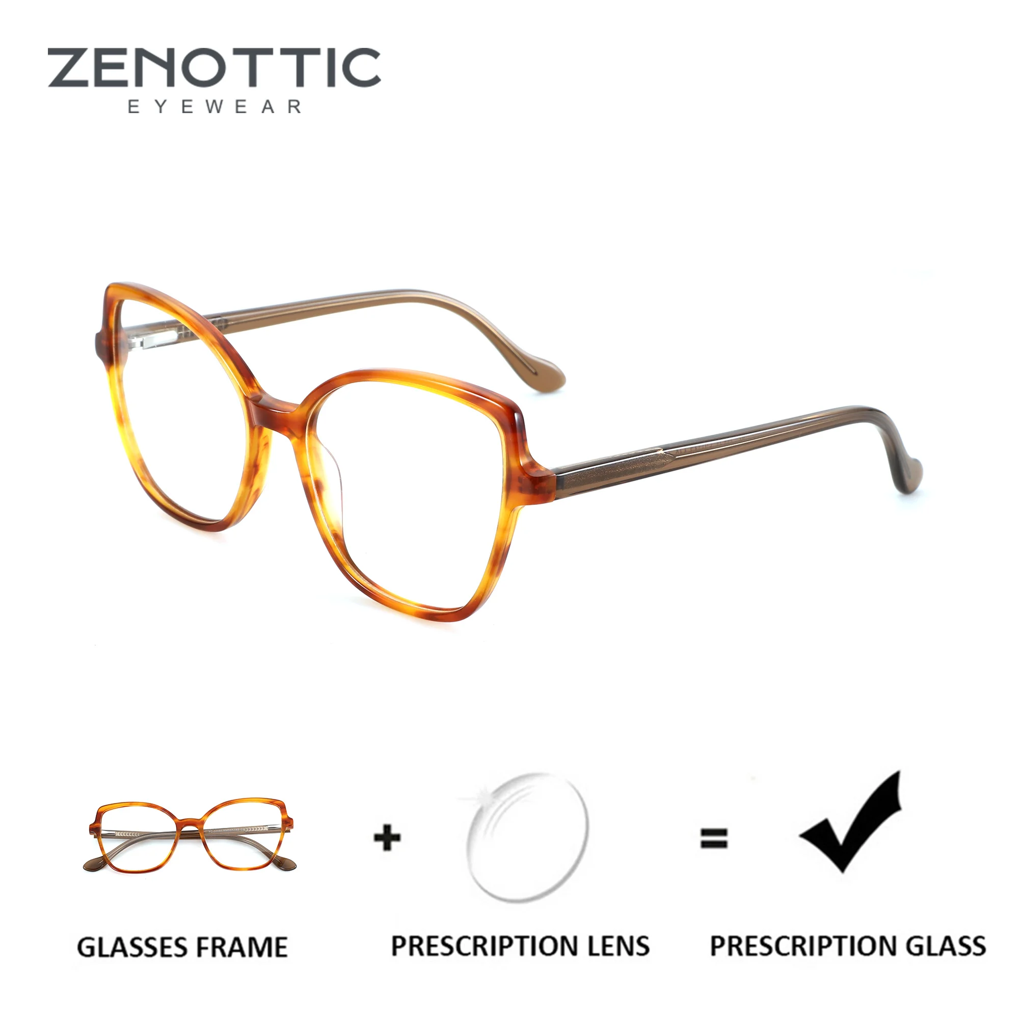 ZENOTTIC S Size Cat Eye Prescription Eyeglasses Progressive Acetate Photochromic Anti Blue Light Optical Women’s Myopia Glasses