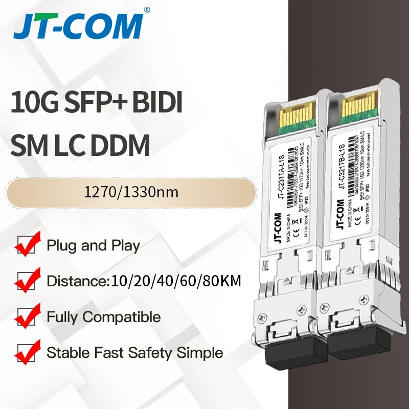 10g-sr-sfp-光ファイバーモジュール-20km-40km、60km、80km-lc-シンプレックスファイバー-sfp-トランシーバー-cisco-mikrotik-スイッチと互換性あり