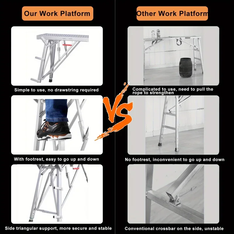 منصة العمل قابل للتعديل للطي السقالات المحمولة الصلب سلم عالية دريوال البراز الحمولة الثقيلة 800 جنيه مناسبة