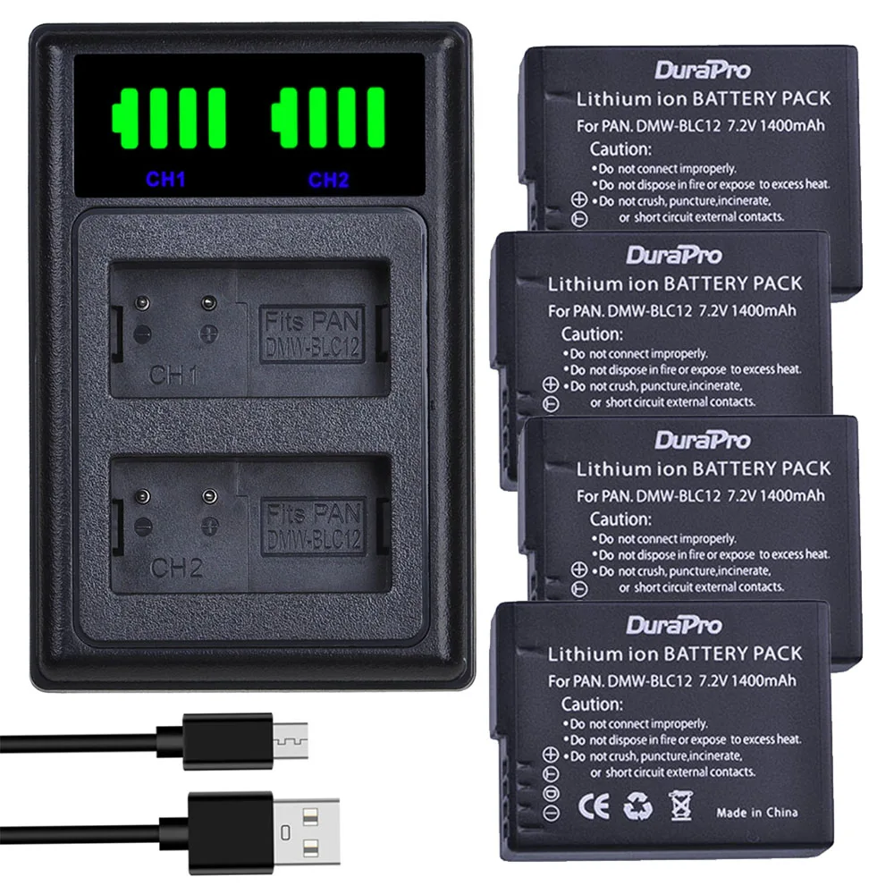 

DuraPro DMW-BLC12 DMW-BLC12E DMW BLC12 BLC12E BLC12PP Battery +Charger for Panasonic Lumix DMC-G85 G5 G6 G7 GH2 GX8 FZ200 FZ1000