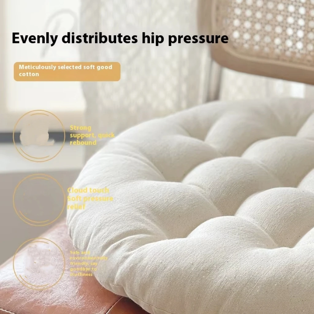 High-End Japanese-Style Tatami Round Cushion Simple Plain Square Lumbar Pillow Dining Chair Long