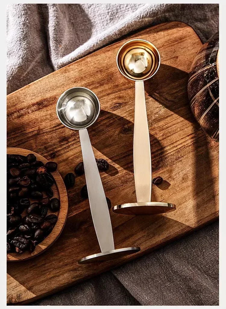 

Подставка из нержавеющей стали, ложка для тампера, инструменты 2 в 1, кофейная ложка, портативные мерные ложки для кофейного порошка, аксессуары для кофе