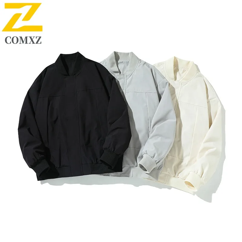 

COMXZ 2025 Минималистичная бейсбольная куртка для мужчин, весна-осень, спортивная повседневная универсальная легкая водонепроницаемая куртка на открытом воздухе