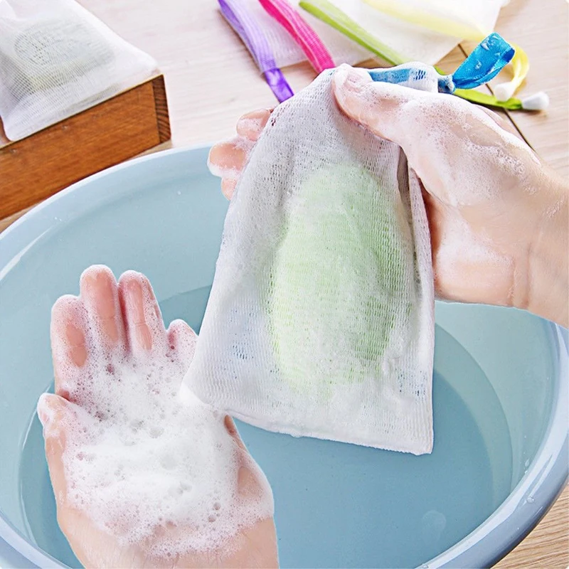 10PCS Portable Soap Bags Foam Mesh Soap Facial Cleanser Body Wash Foaming Cleaning Bath Soap Net Cleansing Delicate Foam Network