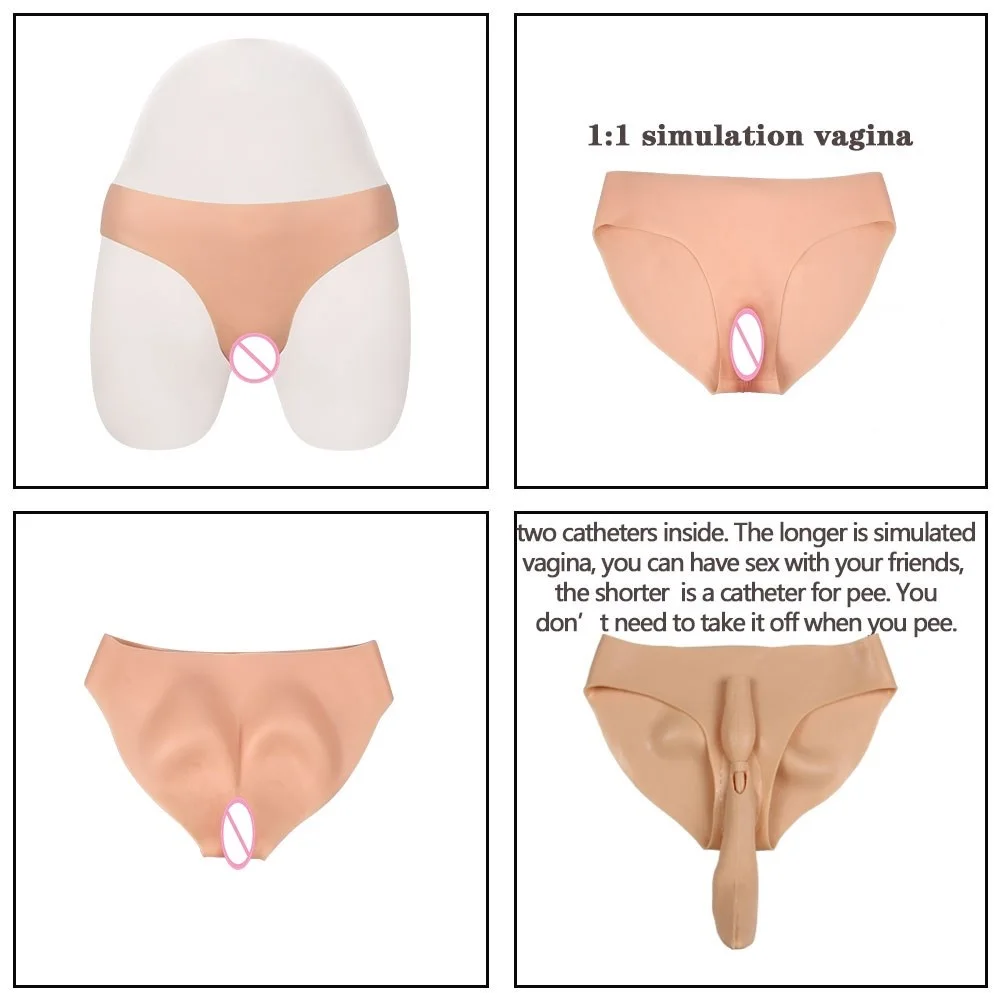 Simulated Silicone Fake Vagina Underwear Briefs Panties Hiding Penis For Crossdresser Transgender Shemale Dragqueen Cosplay Gays