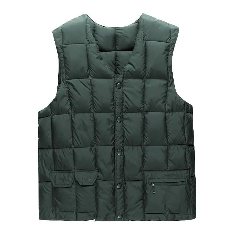 Mens Vest Jacket Sleeveless Jackets Winter Thick Warm Lightweight Waistcoat Brand Loose Cotton-Padded V-neck Buttons Coat XL-5XL