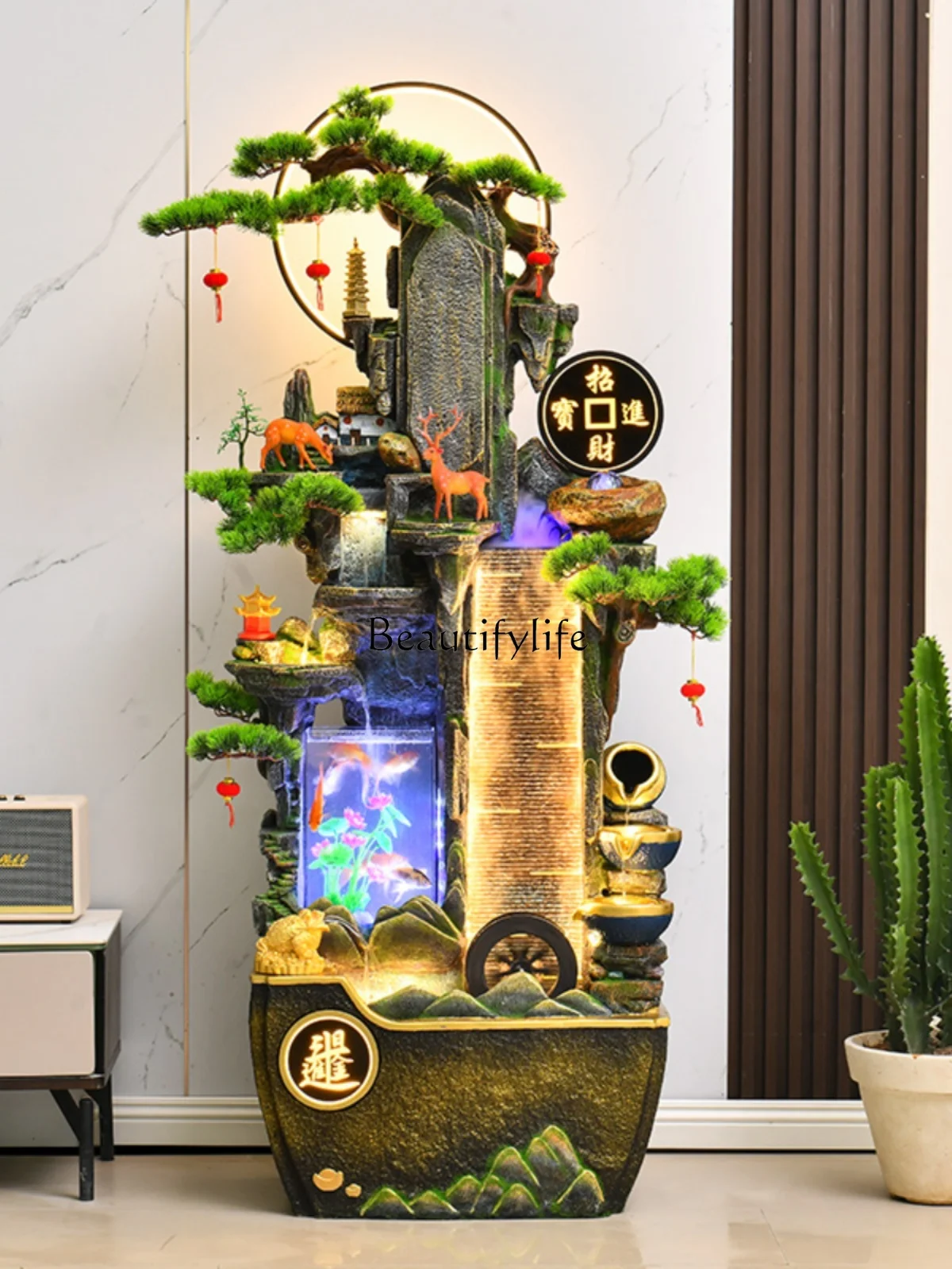 

Large Rockery Fish Tank Flowing Water Fountain Living Room Circulating Water Landscape Floor Decoration Ornament