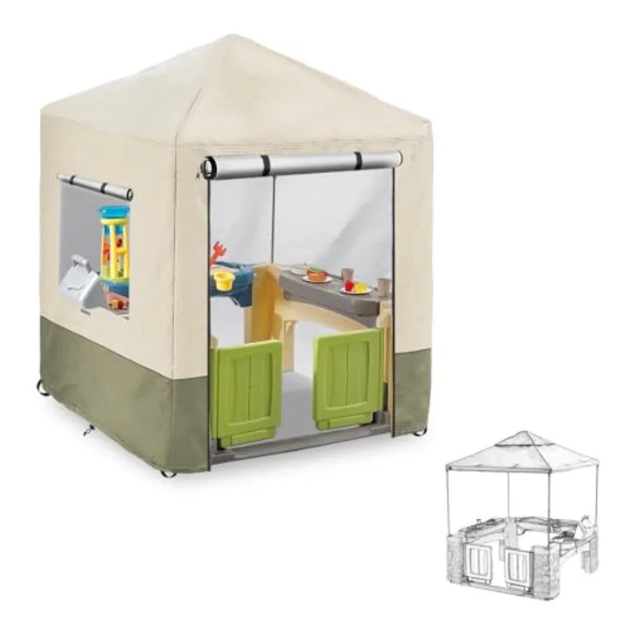 

Outdoor Playhouse Cover, 600D Heavy Duty Waterproof Polyester, Beige, UV-Resistant All-Weather Protection for Patio Canopy Play