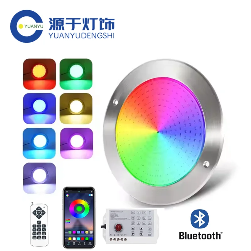 

RGB-проектор для бассейна, светодиодный, 6 Вт, 10 Вт, 18 Вт, 24 Вт, 35 Вт, нержавеющая сталь, Bluetooth-приложение, заполненный смолой, водонепроницаемый, IP68, плоский, поверхностный монтаж