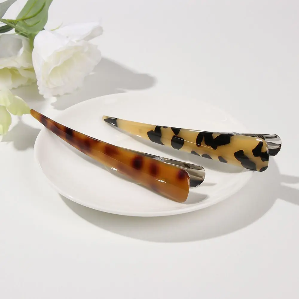 Large Tortoise Shell Hair Clips 5.5 inch Simple Automatic Hair Clip, Durable Non-Slip Duckbill Metal Clips Thick and Thin Hair