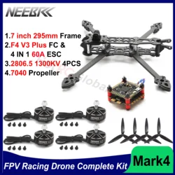 MARK4 Complete Kit 7inch Frame 2806.5 1300KV Brushless Motor 7040 Propeller 60A ESC F4V3 Flight Controller for FPV Racing Drone