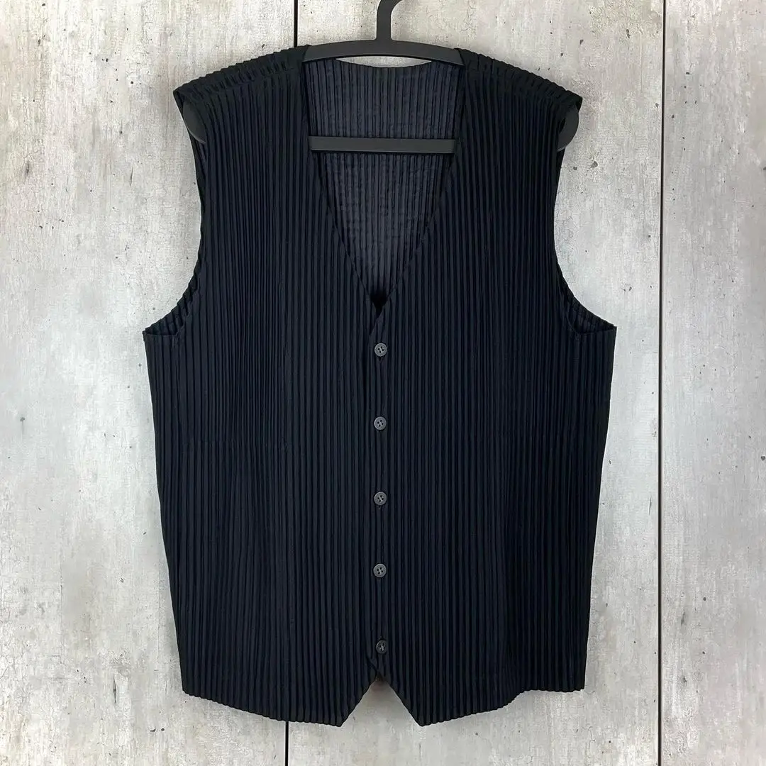 Pleats Pleated Original Vest Men\'s Classic Models 2024 Spring And Summer New Loose Casual Versatile Sleeveless Male Men Clothing