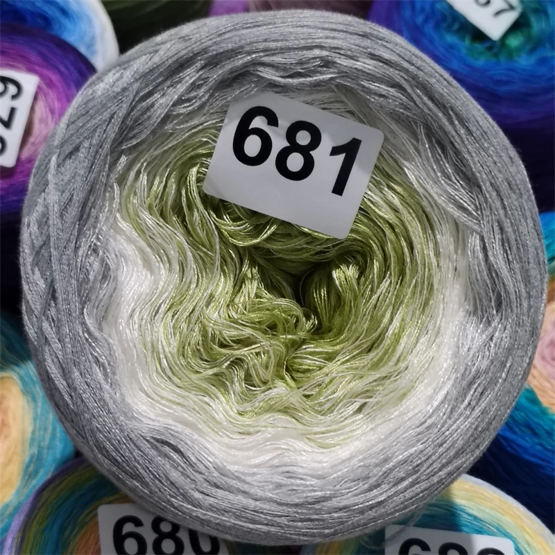 Algodão orgânico mercerizado Gradient Cake Yarn, Baby Knitting, cachecol de crochê, xale, série Natal verde, 4 fios, 300g/bola, TJ8662